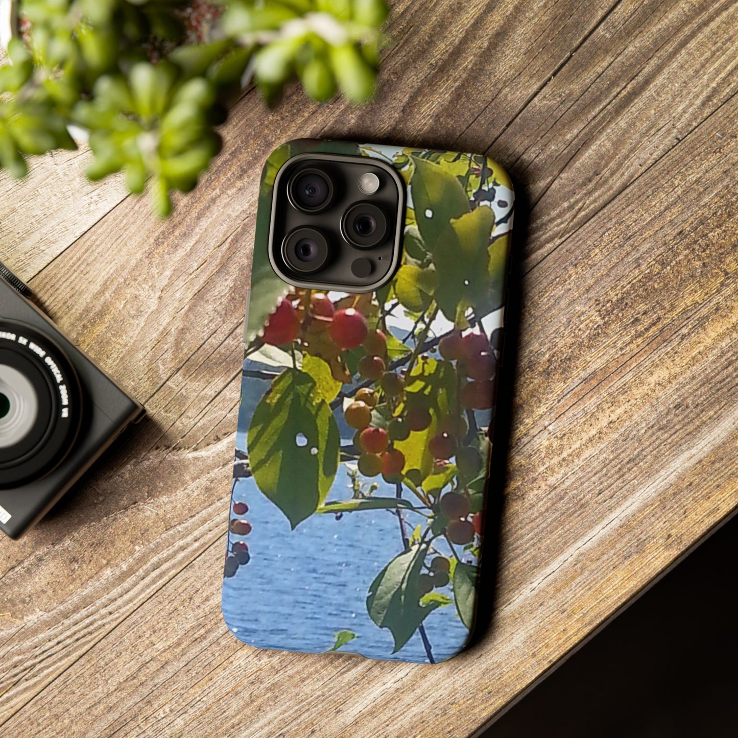 Phone Case - Nature-Inspired  - Vibrant Berry & Water Design