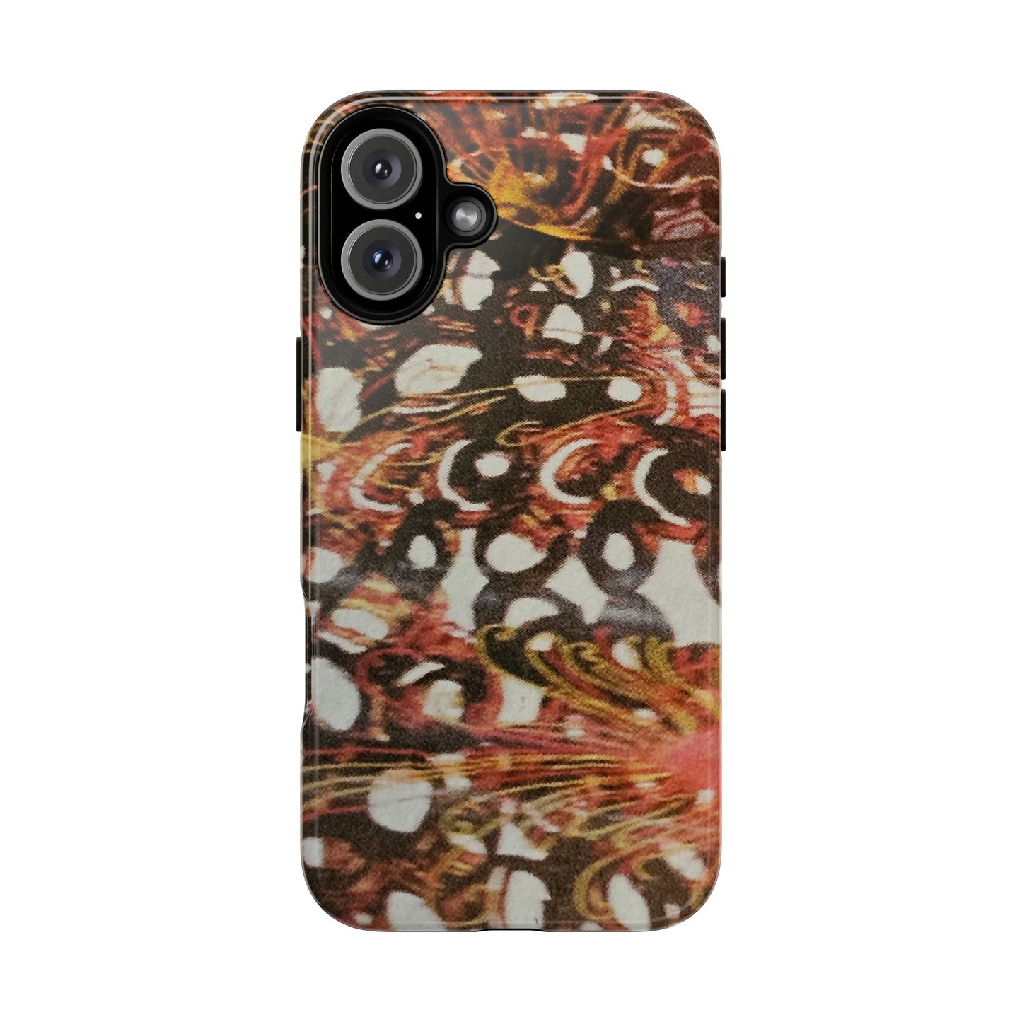 Phone Case - Textile Red Peacock-Like Design