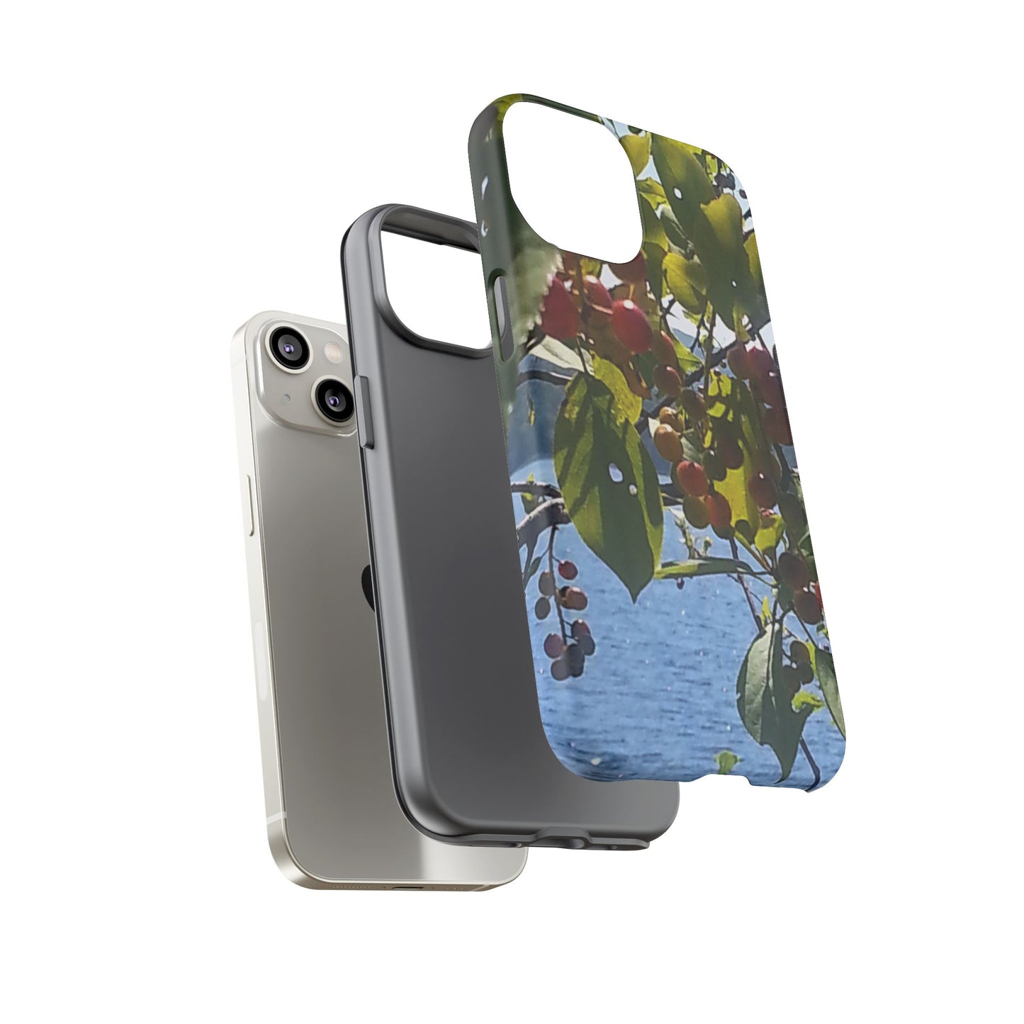 Phone Case - Nature-Inspired  - Vibrant Berry & Water Design