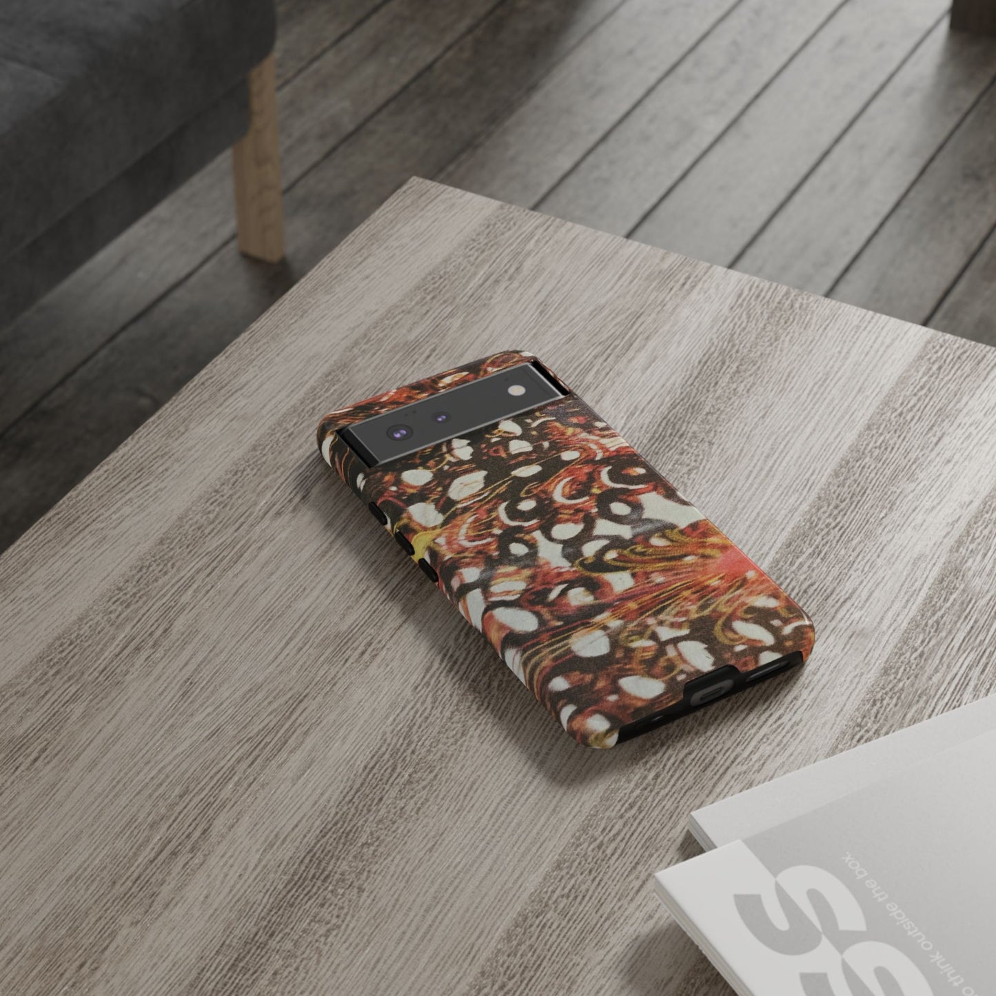 Phone Case - Textile Red Peacock-Like Design