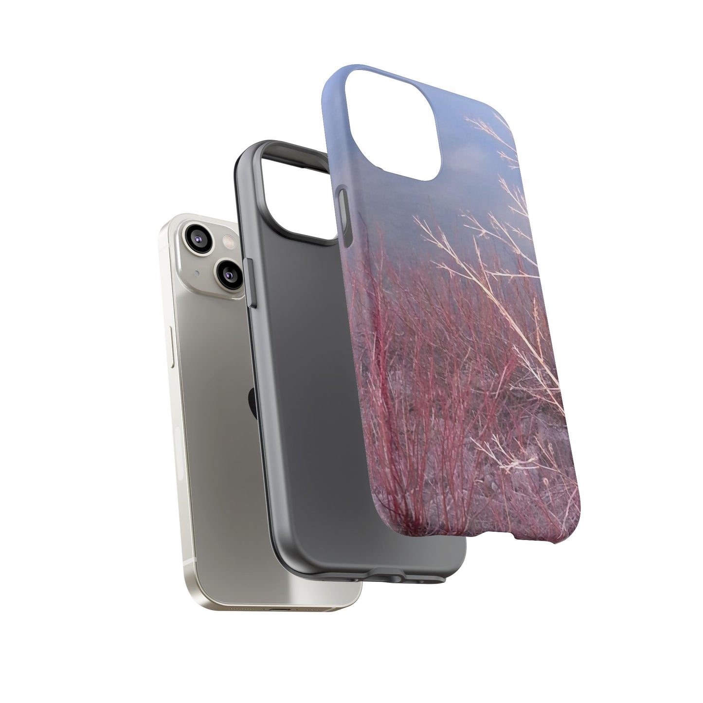 Phone Case - Nature-Inspired Winter Branches Coral Color