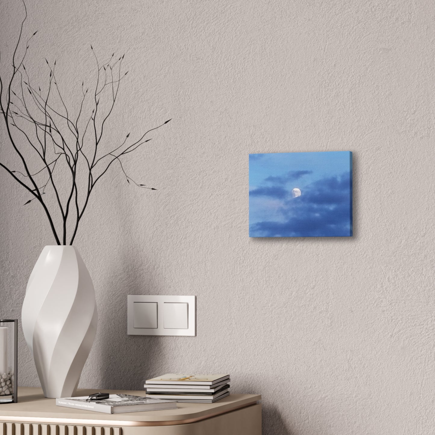 Canvas Art Print  Moonlit Sky- Serene Blue Wall Décor for Home