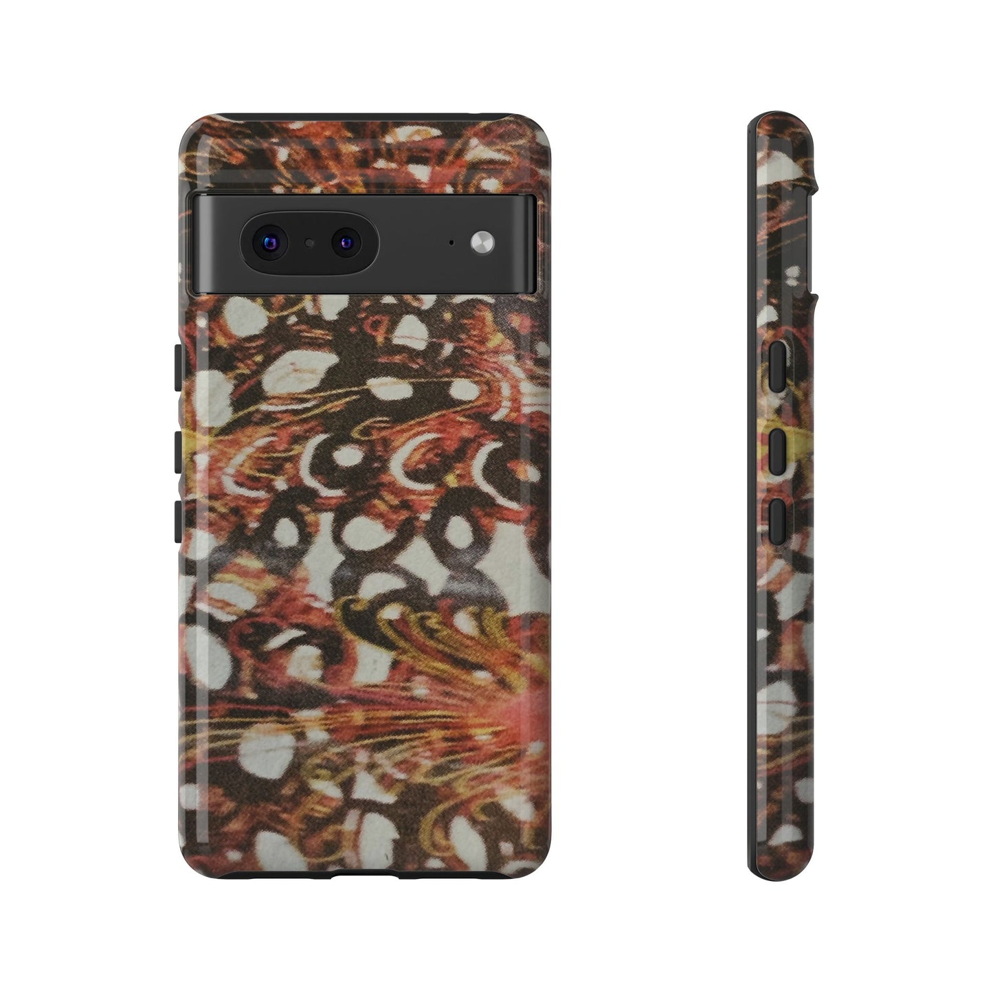 Phone Case - Textile Red Peacock-Like Design