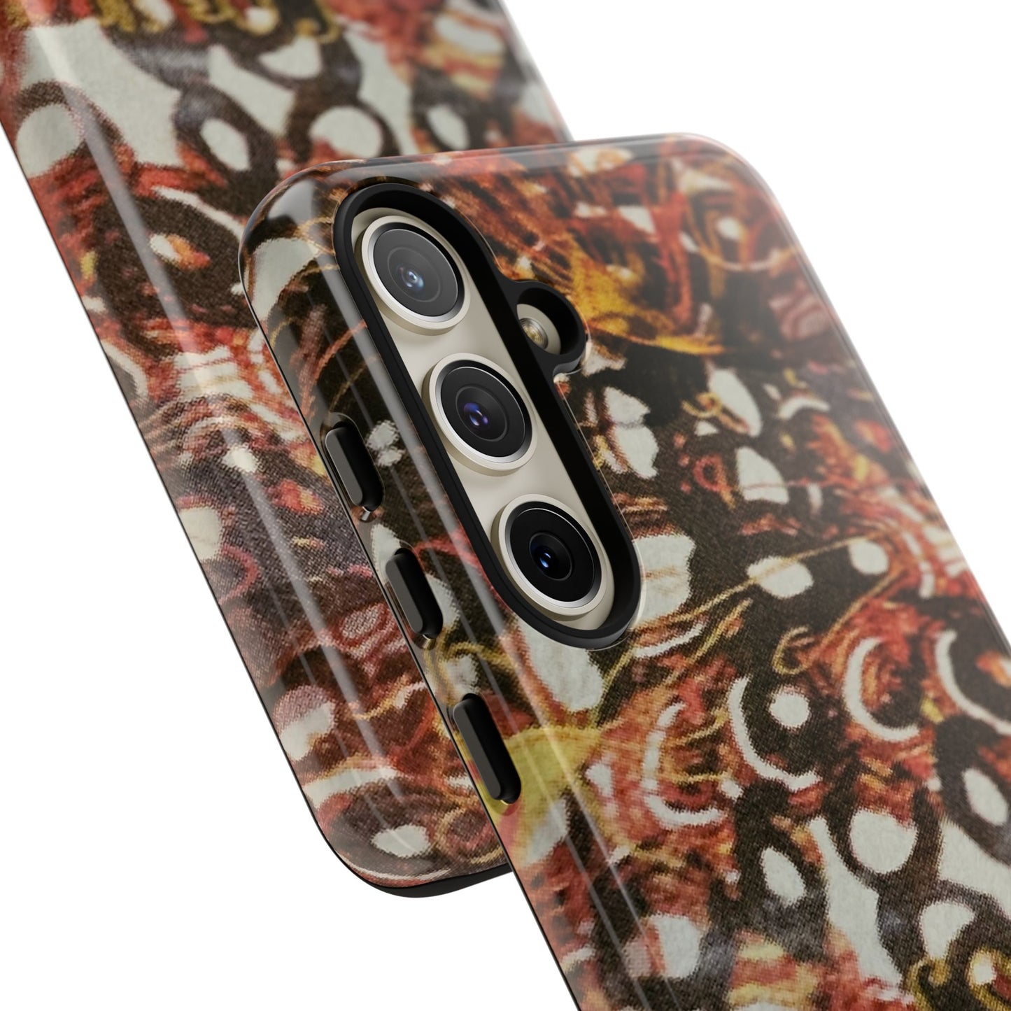 Phone Case - Textile Red Peacock-Like Design