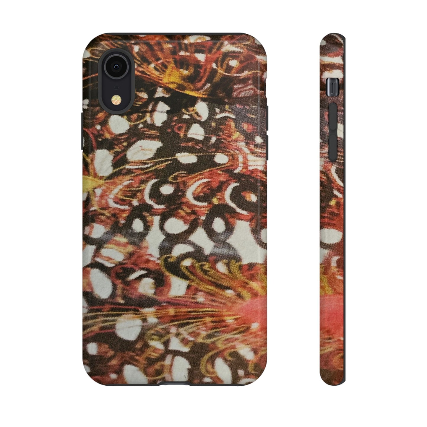 Phone Case - Textile Red Peacock-Like Design