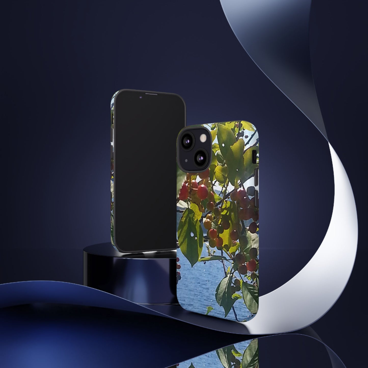 Phone Case - Nature-Inspired  - Vibrant Berry & Water Design