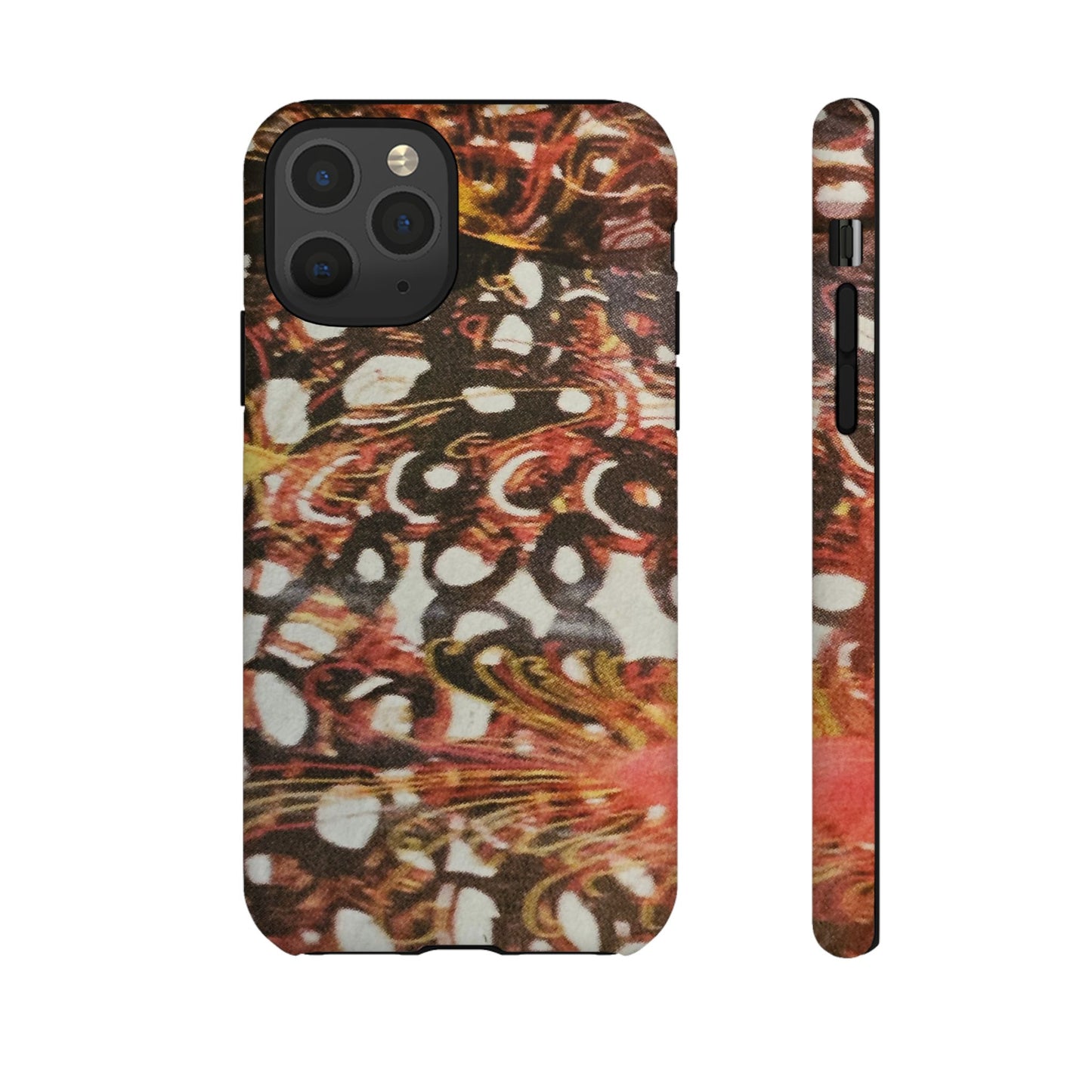 Phone Case - Textile Red Peacock-Like Design