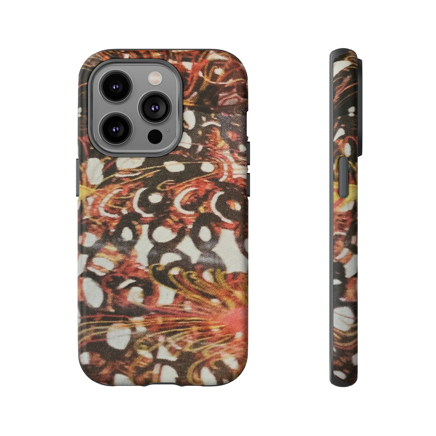 Phone Case - Textile Red Peacock-Like Design