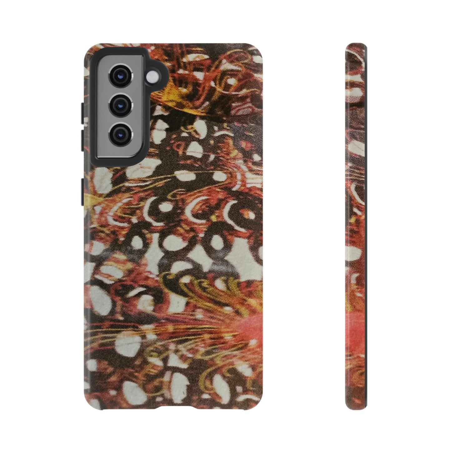 Phone Case - Textile Red Peacock-Like Design