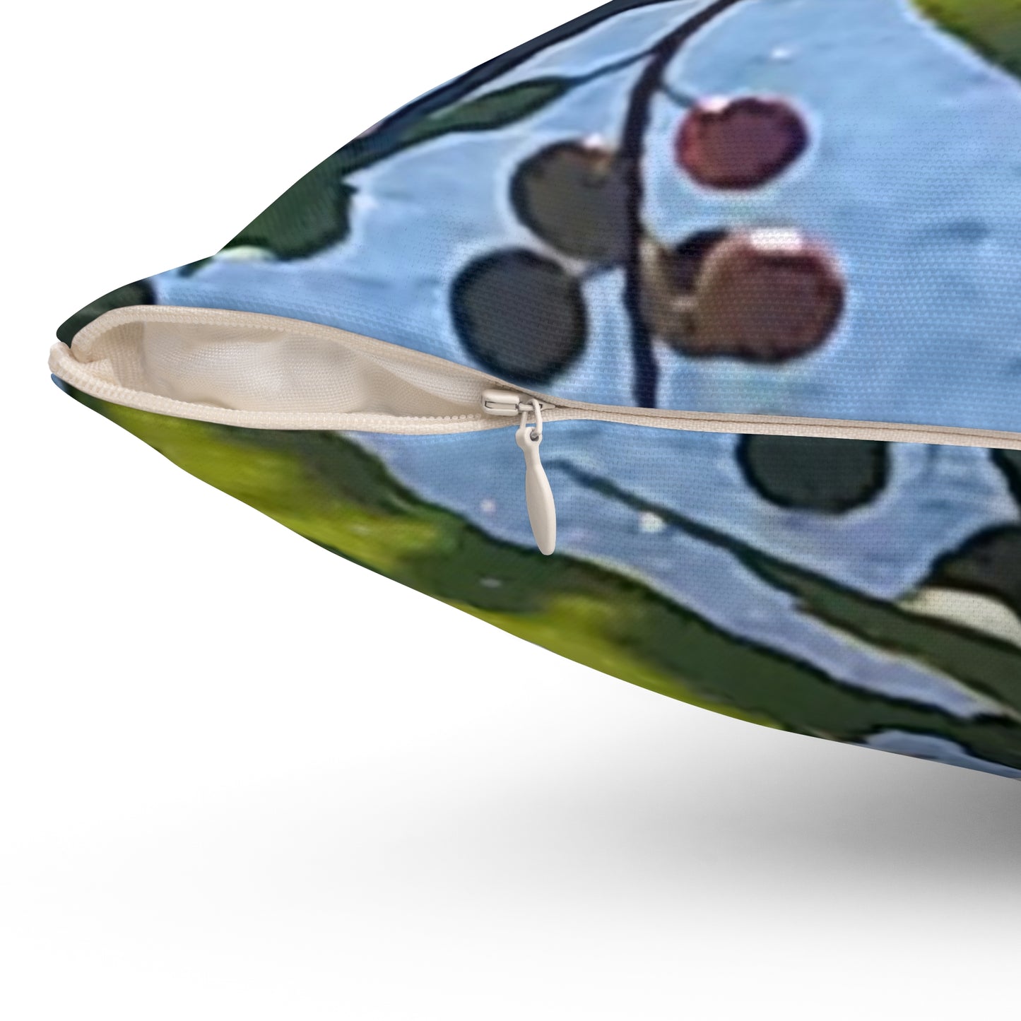 Nature-Inspired Decorative Square Pillow - #originalphotograph of Leaf and Berry