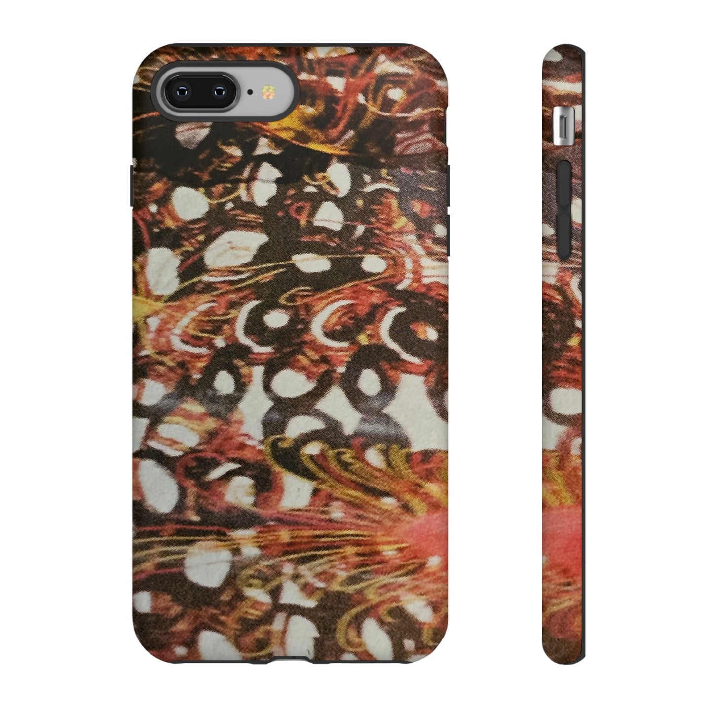 Phone Case - Textile Red Peacock-Like Design