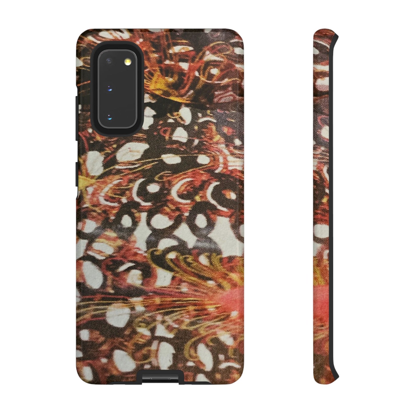 Phone Case - Textile Red Peacock-Like Design