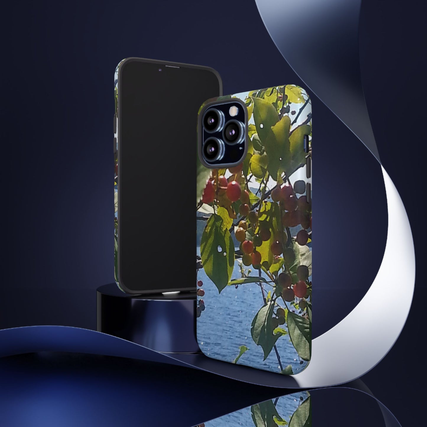 Phone Case - Nature-Inspired  - Vibrant Berry & Water Design