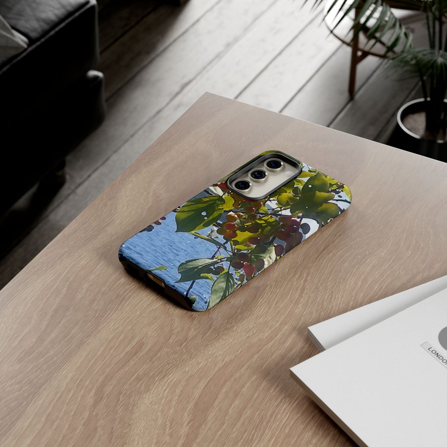 Phone Case - Nature-Inspired  - Vibrant Berry & Water Design