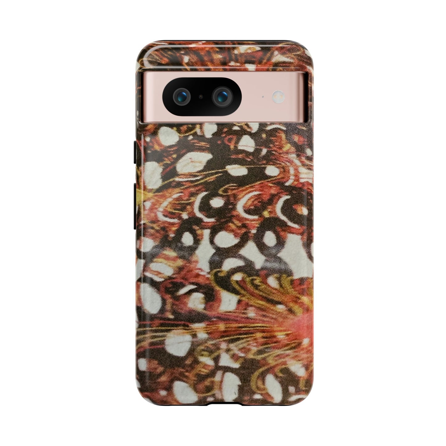 Phone Case - Textile Red Peacock-Like Design