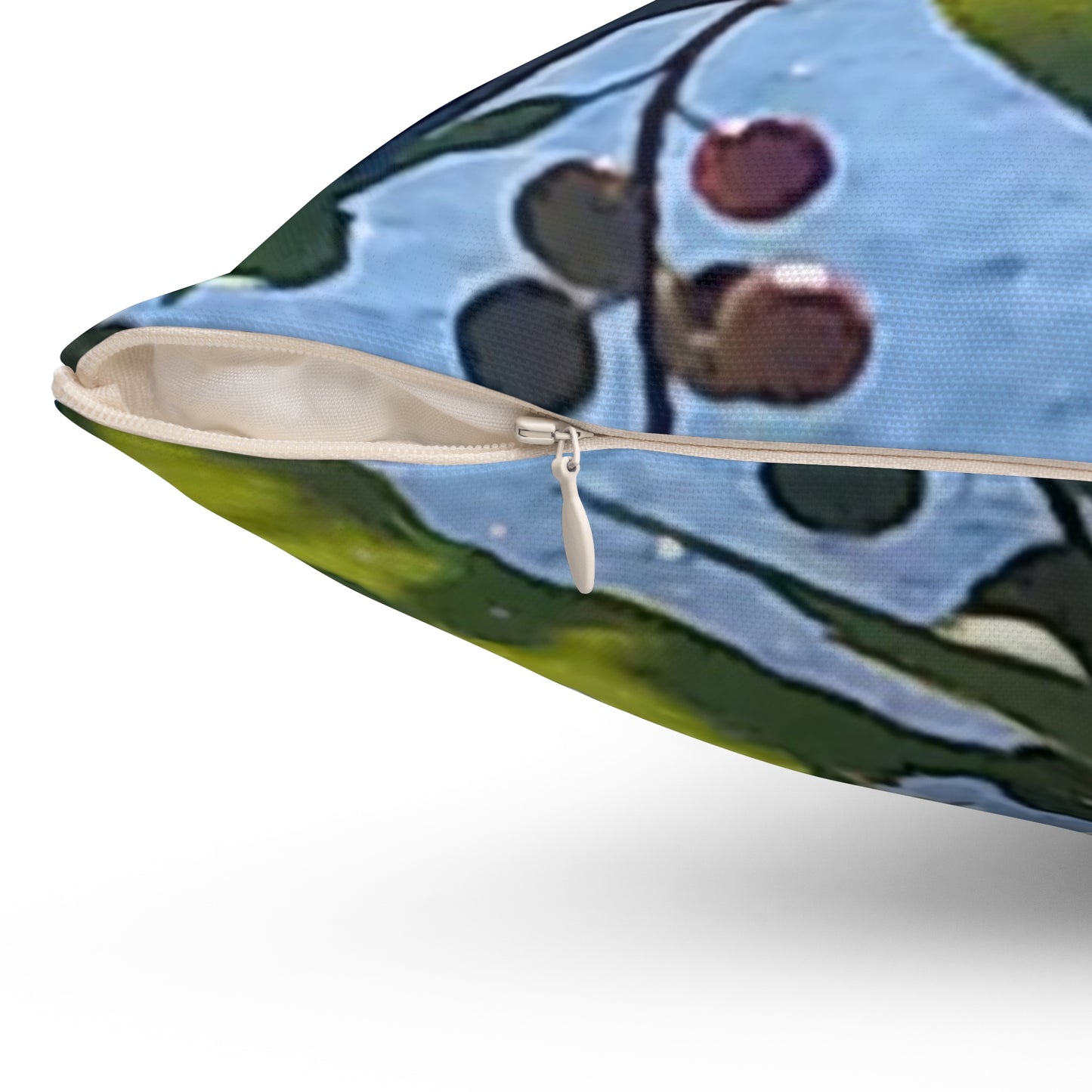 Nature-Inspired Decorative Square Pillow - #originalphotograph of Leaf and Berry