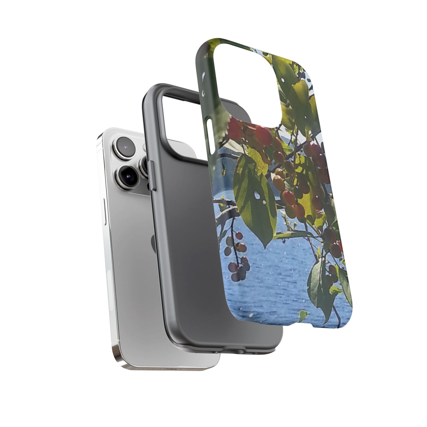 Phone Case - Nature-Inspired  - Vibrant Berry & Water Design