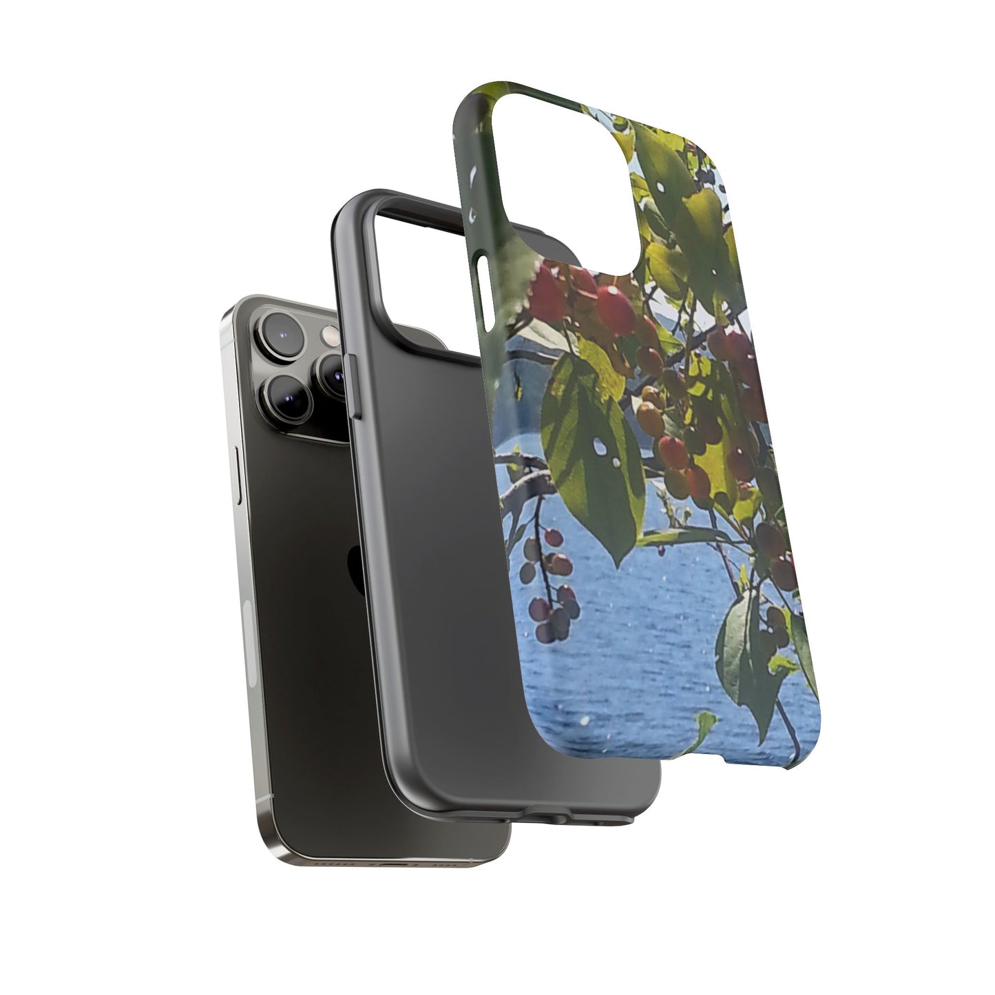 Phone Case - Nature-Inspired  - Vibrant Berry & Water Design