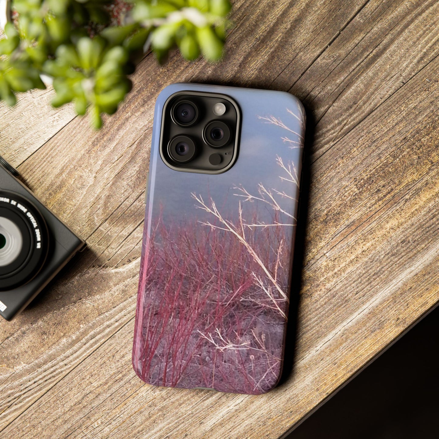 Phone Case - Nature-Inspired Winter Branches Coral Color