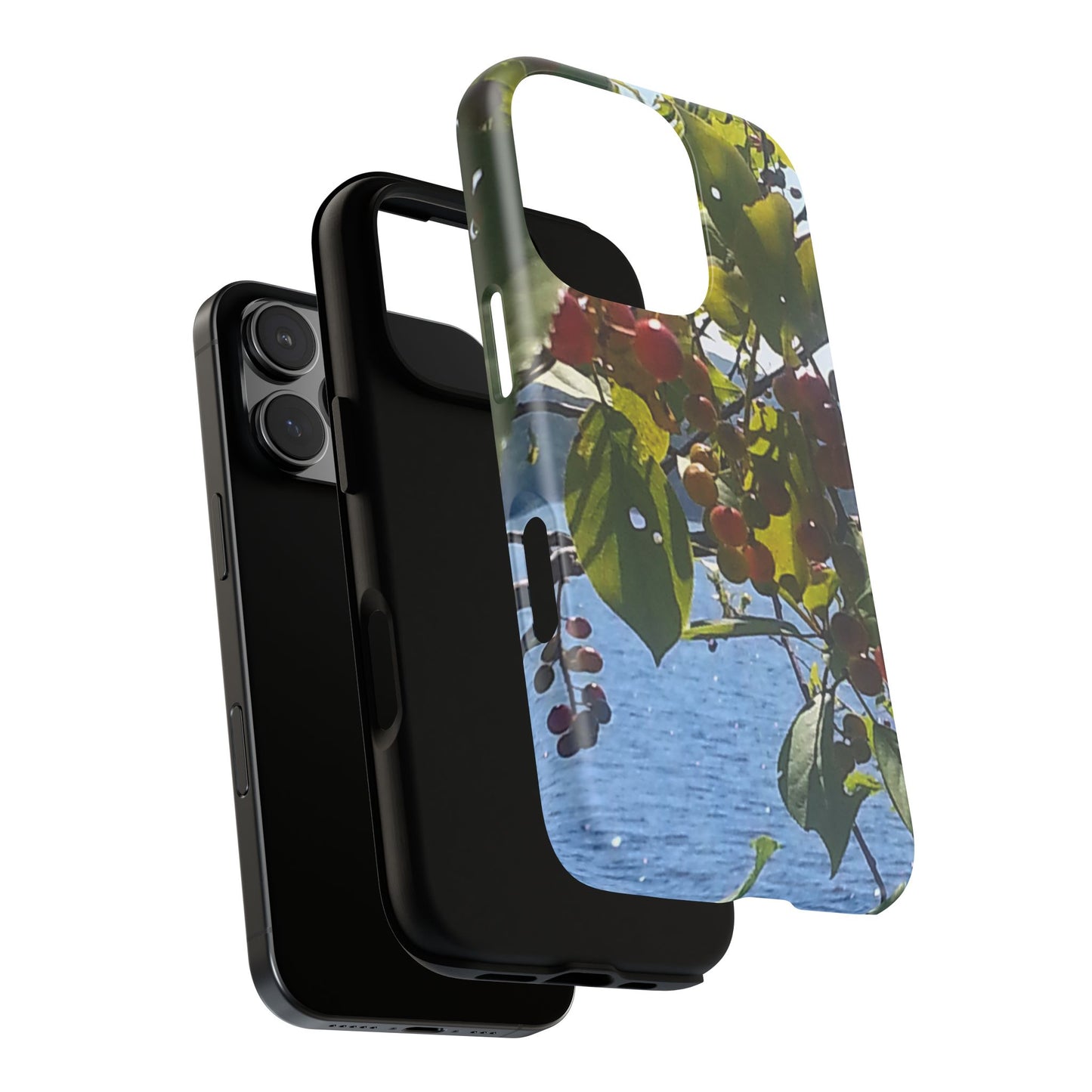 Phone Case - Nature-Inspired  - Vibrant Berry & Water Design