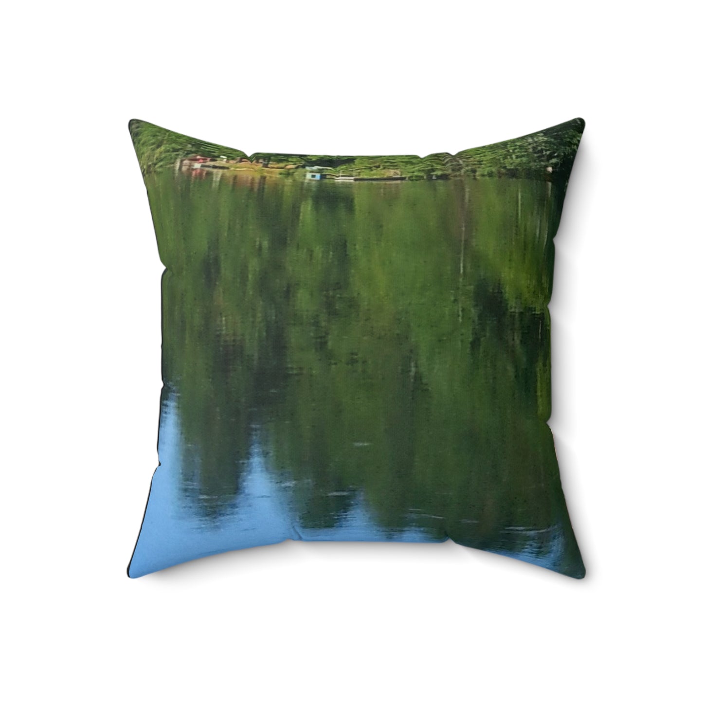 Nature-Inspired Decorative Square Pillow | Tranquil Water Reflection
