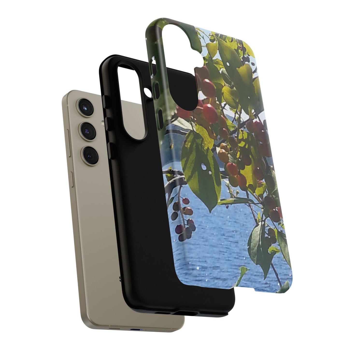 Phone Case - Nature-Inspired  - Vibrant Berry & Water Design