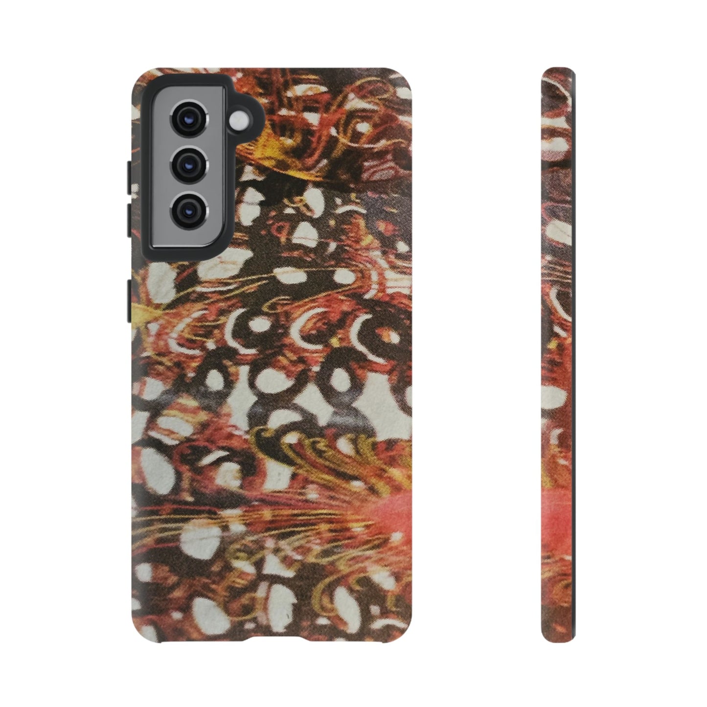 Phone Case - Textile Red Peacock-Like Design