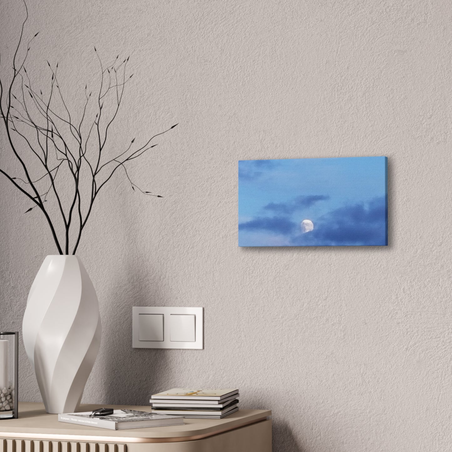 Canvas Art Print  Moonlit Sky- Serene Blue Wall Décor for Home