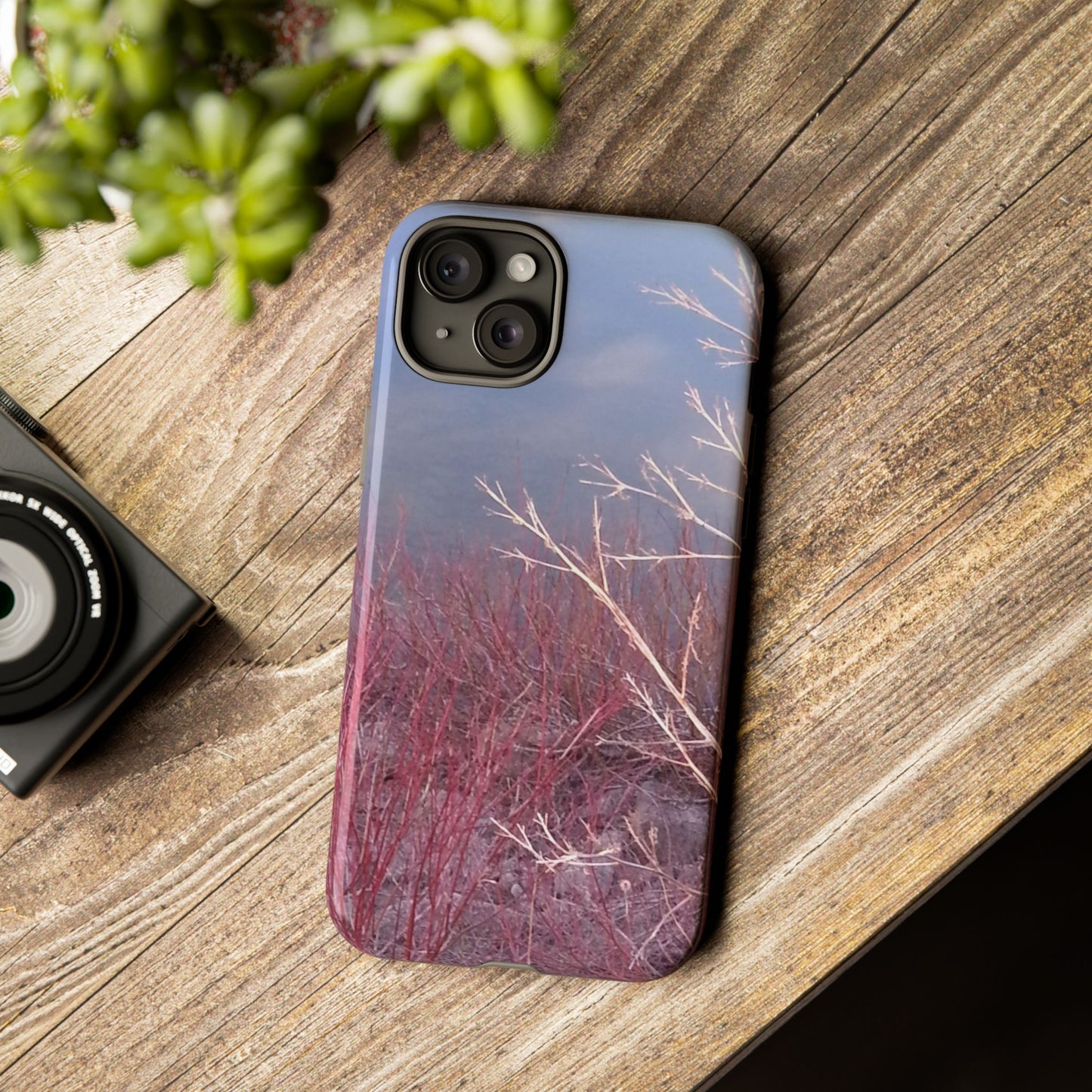 Phone Case - Nature-Inspired Winter Branches Coral Color