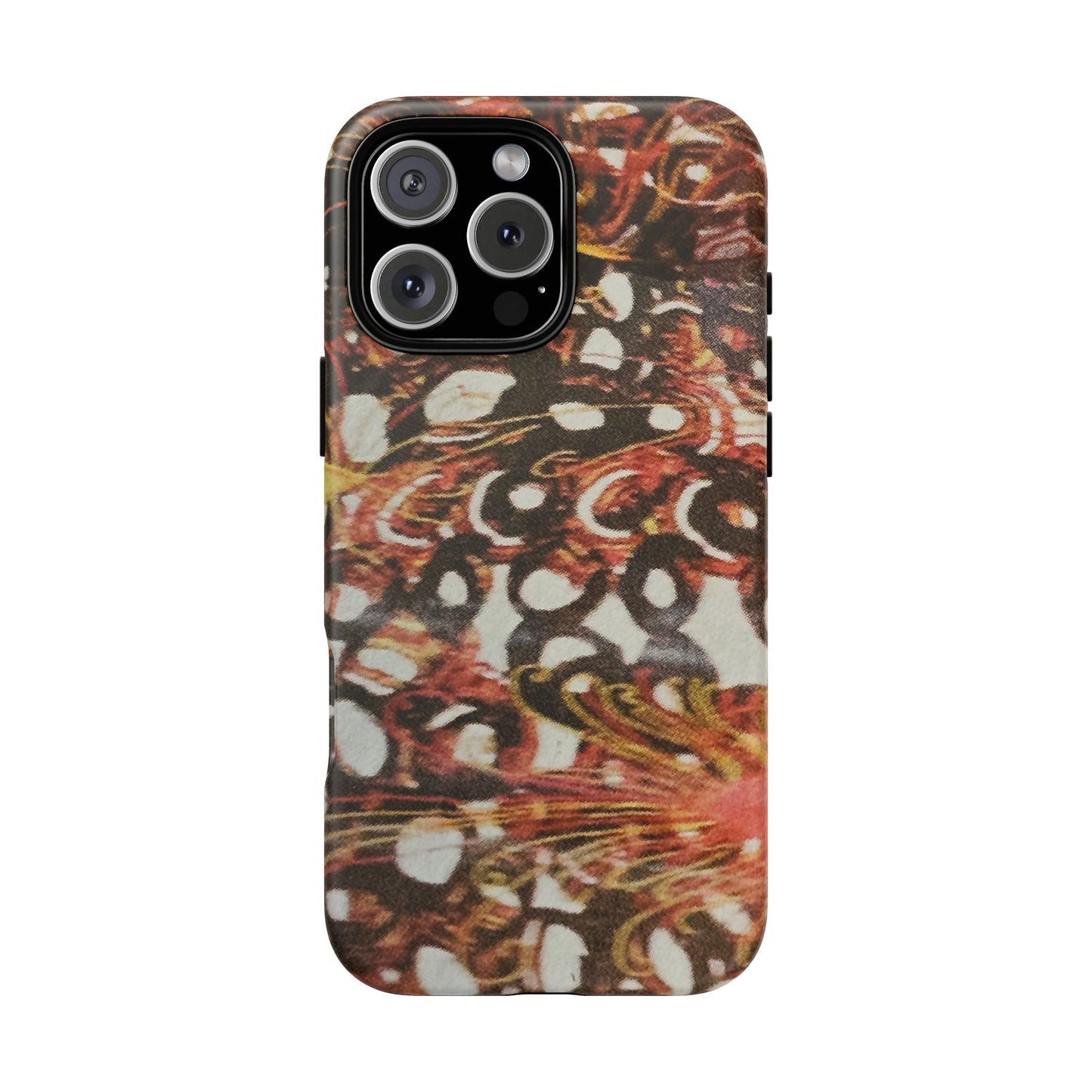 Phone Case - Textile Red Peacock-Like Design