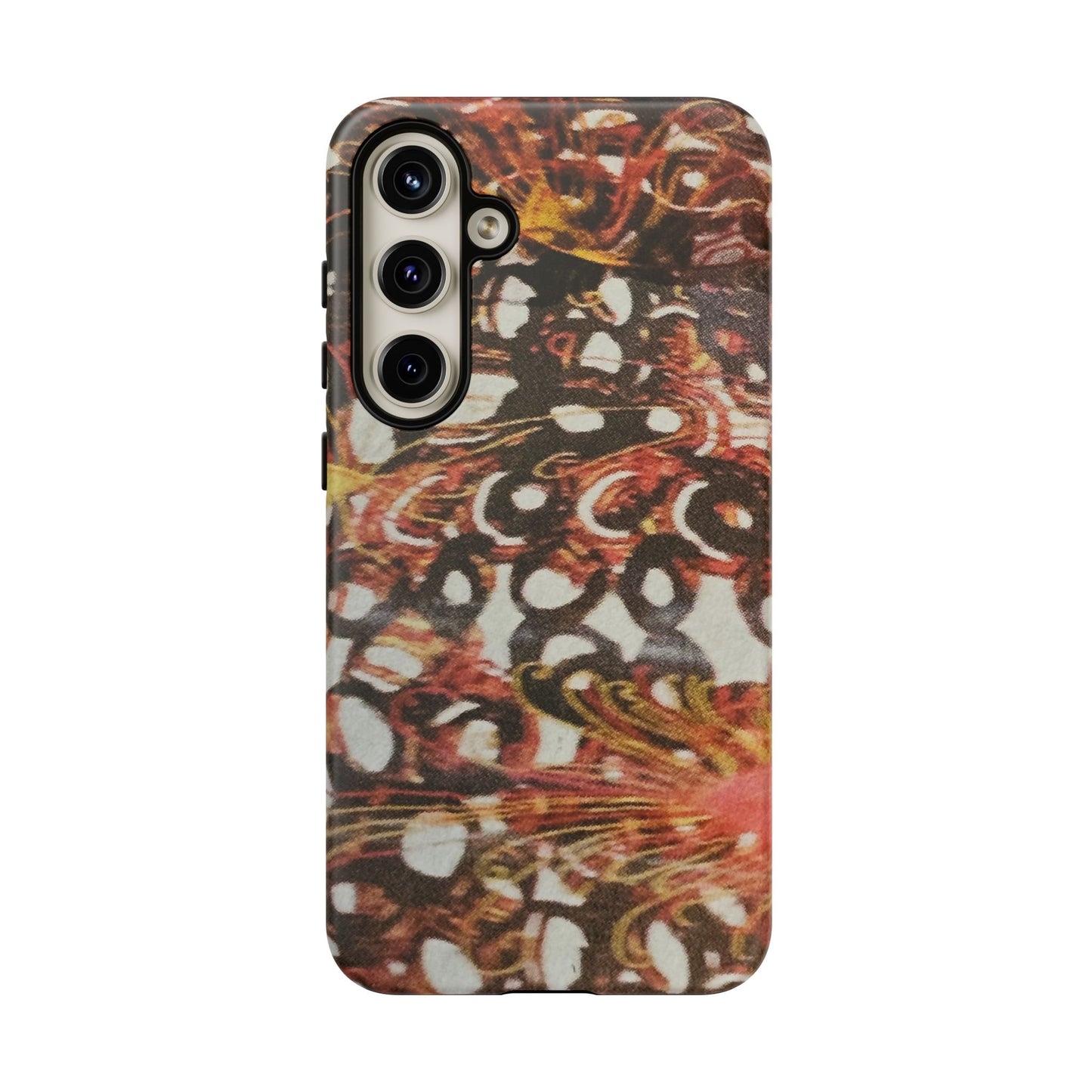 Phone Case - Textile Red Peacock-Like Design