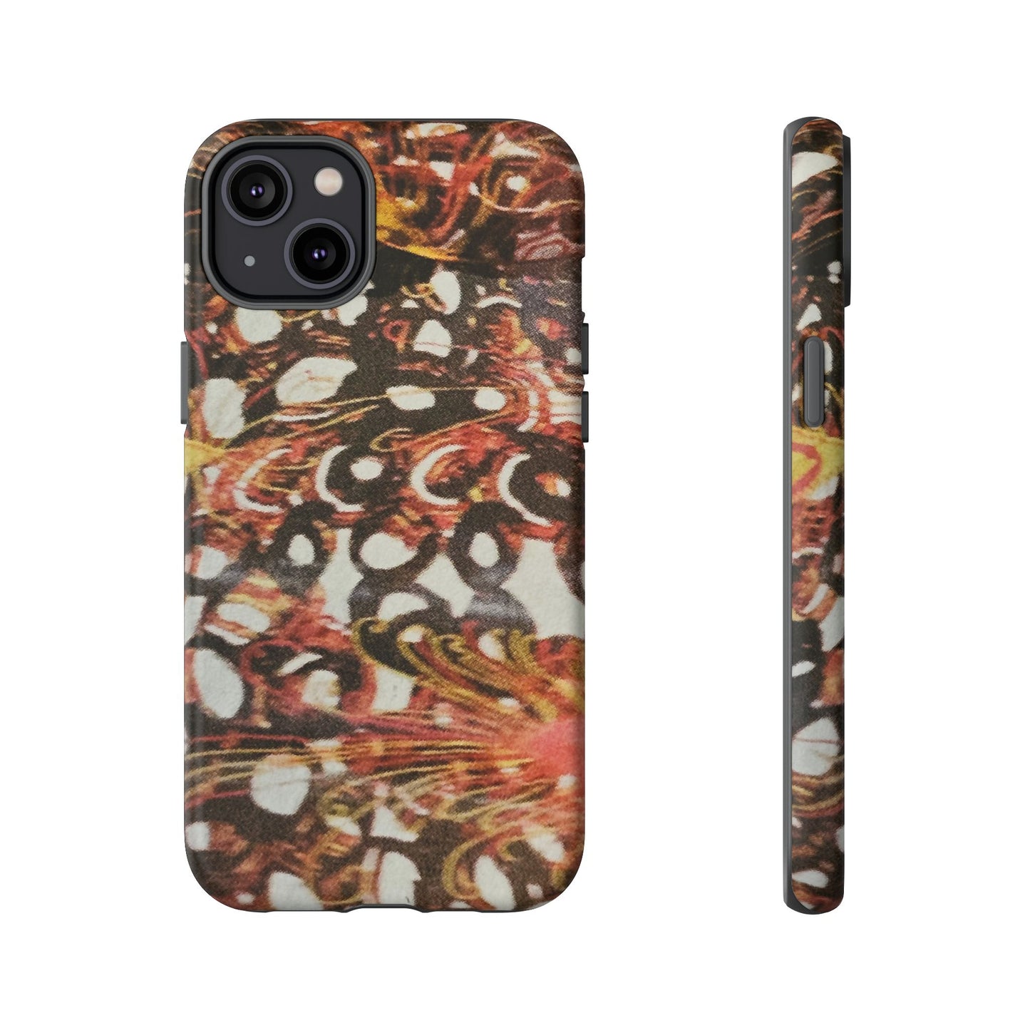 Phone Case - Textile Red Peacock-Like Design