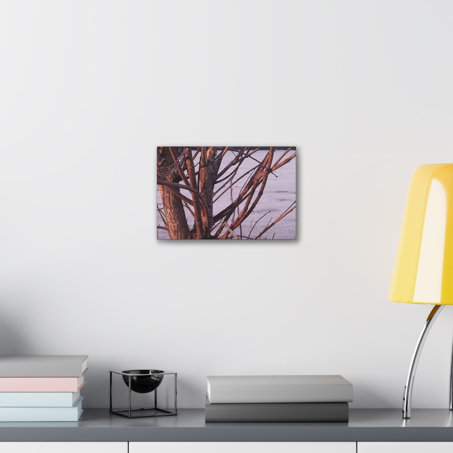 Canvas Wall Art - Nature-inspired - Serene Lake View with Bare Trees