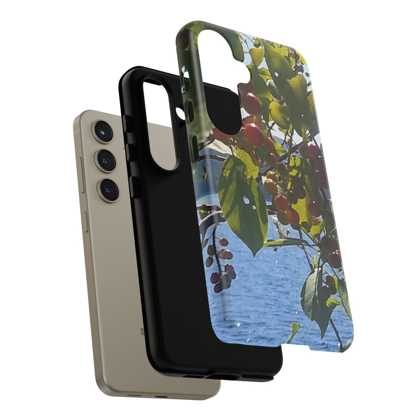 Phone Case - Nature-Inspired  - Vibrant Berry & Water Design