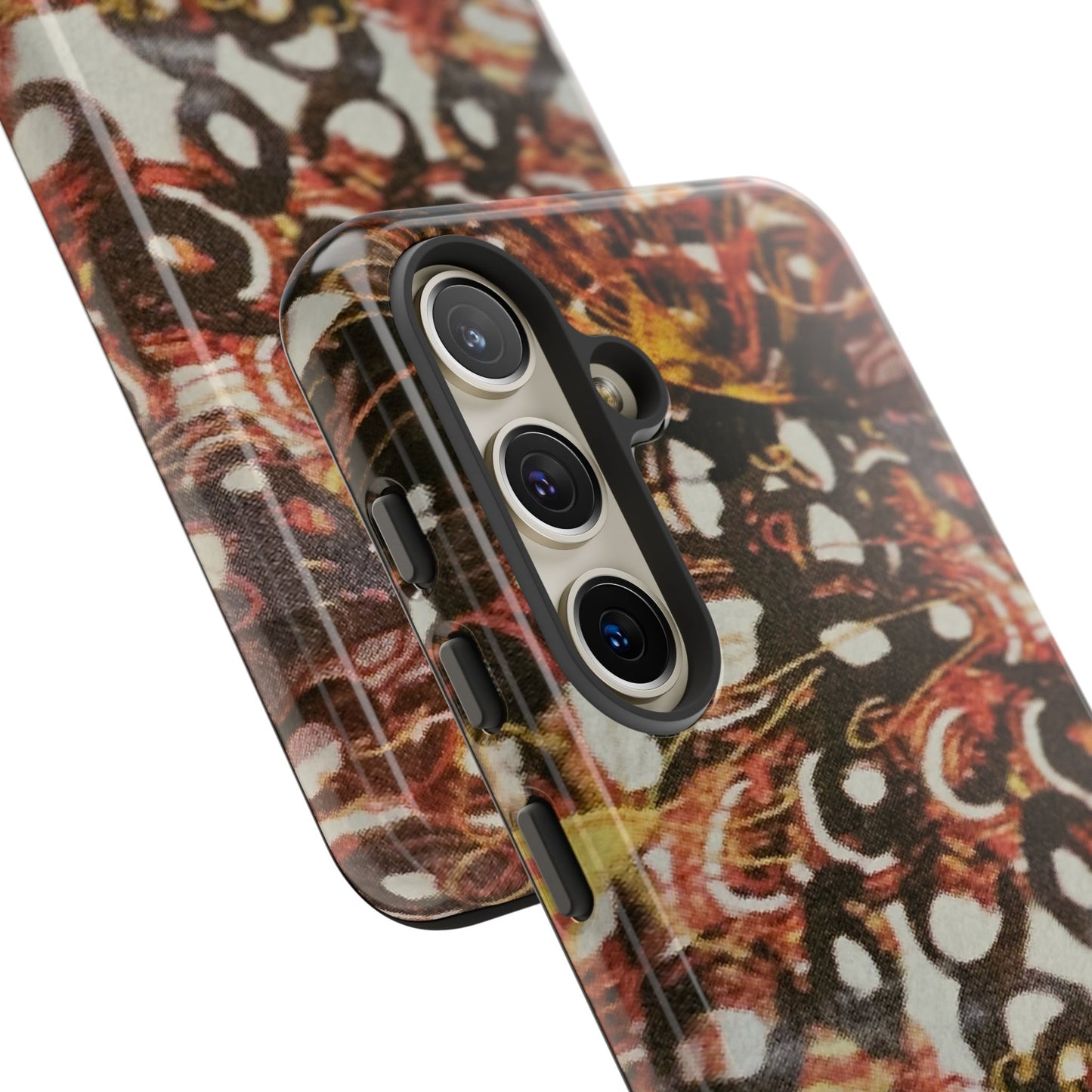 Phone Case - Textile Red Peacock-Like Design