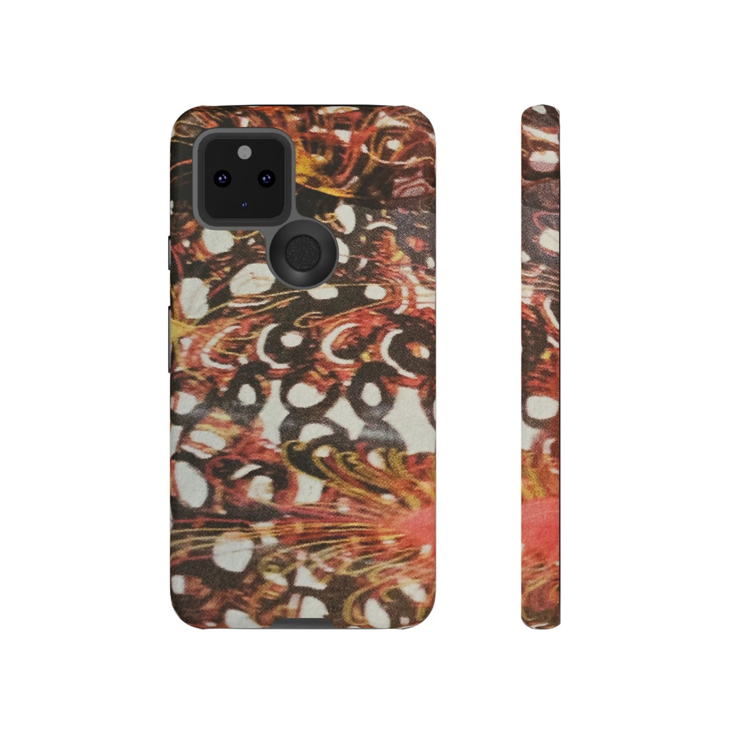 Phone Case - Textile Red Peacock-Like Design