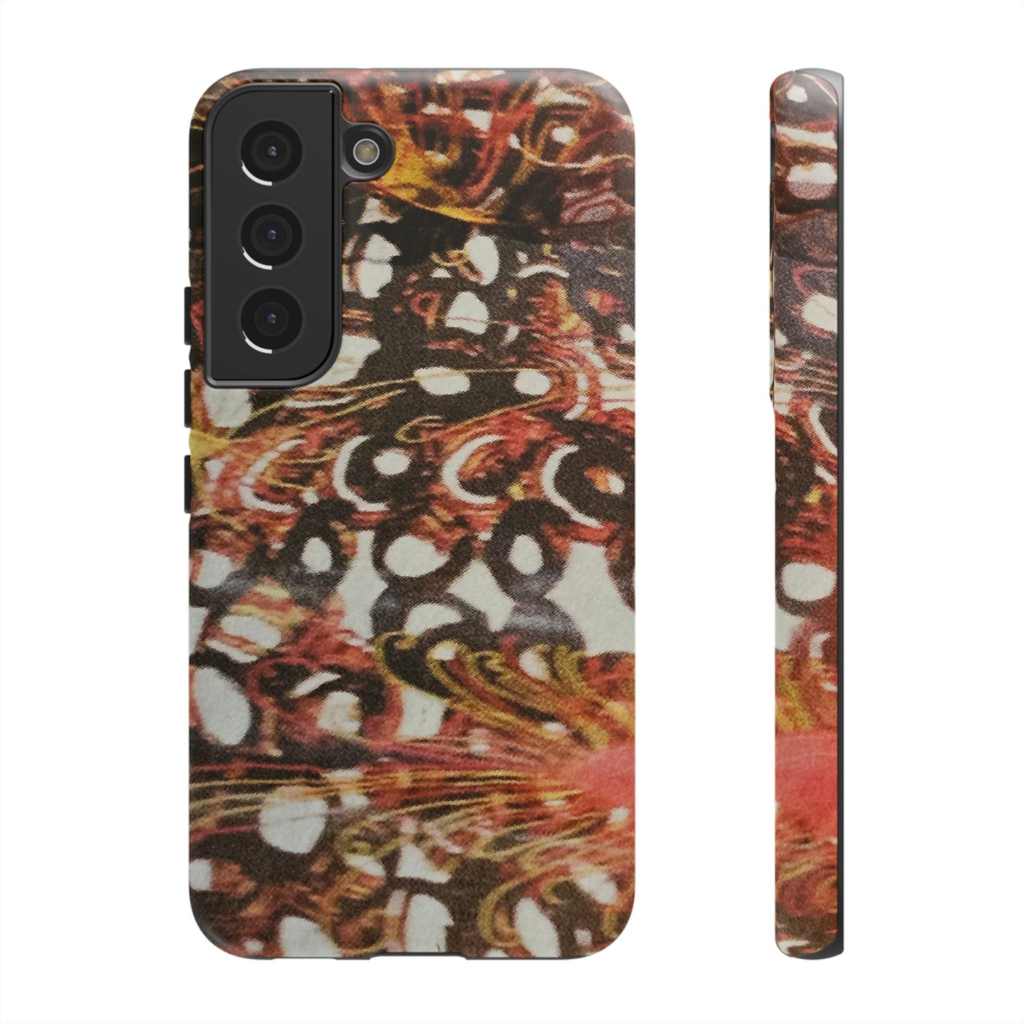 Phone Case - Textile Red Peacock-Like Design