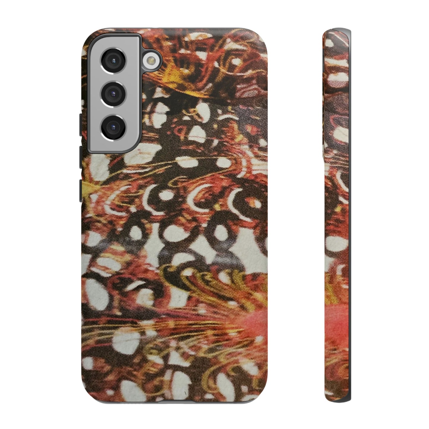 Phone Case - Textile Red Peacock-Like Design