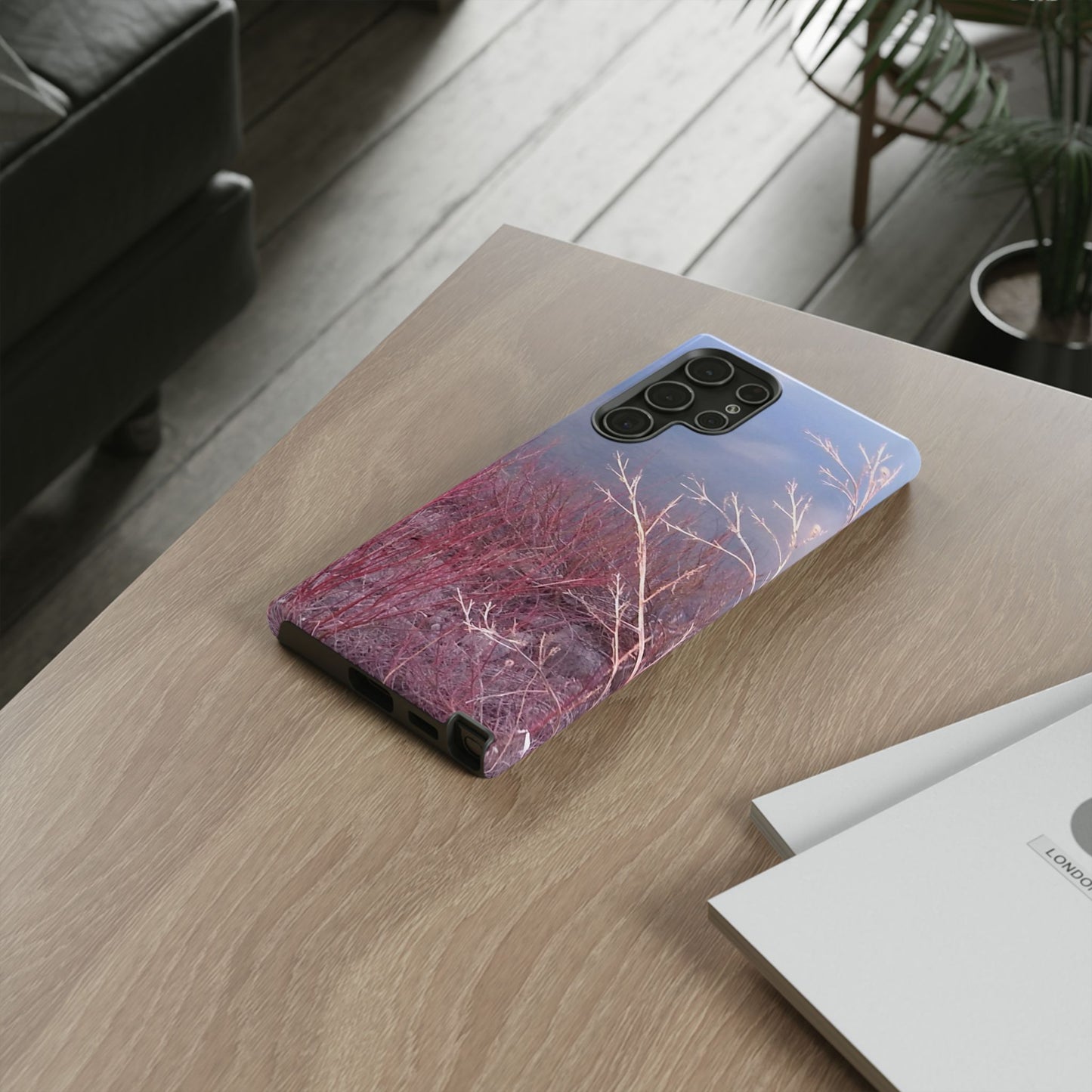 Phone Case - Nature-Inspired Winter Branches Coral Color