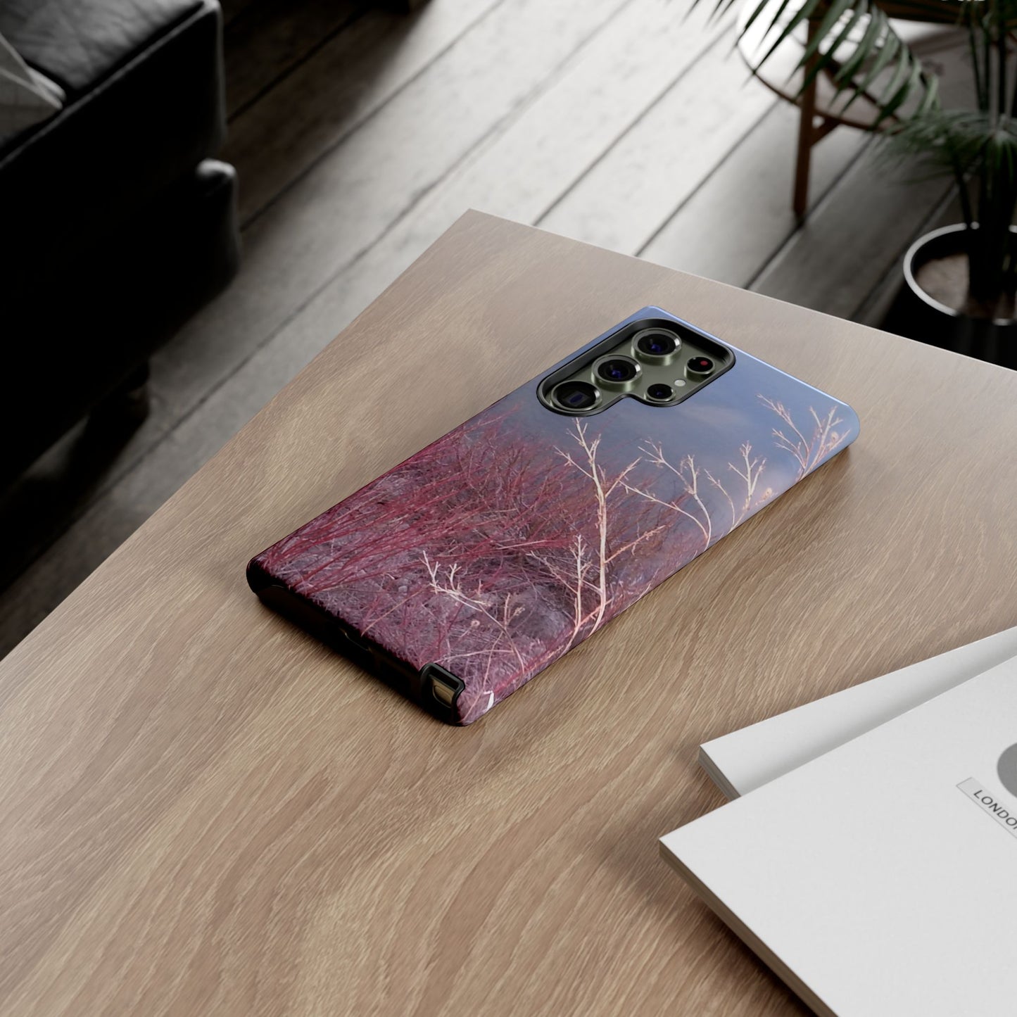 Phone Case - Nature-Inspired Winter Branches Coral Color